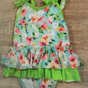 Floral Green Kids Swimwear